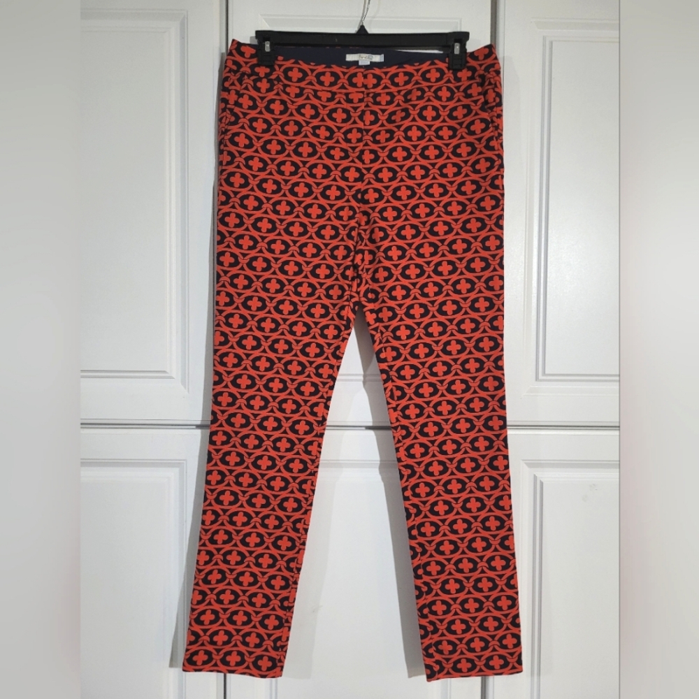 Boden Red and Black Patterned Pants, Size 12L, Retro Mod, Geometric Print
